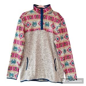 Simply Southern Crab Knit Snap Pullover in Smoke Size XXL NWT
